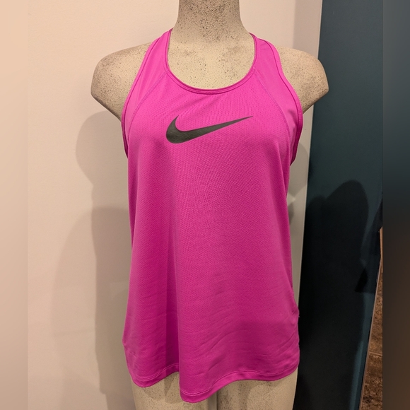 Nike Pro Dri-Fit athletic tank top in pink magenta. Nike swoosh logo. Size L - Picture 2 of 9